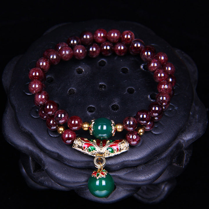 Bracelet de bénédiction en grenat naturel de Buddha Stones