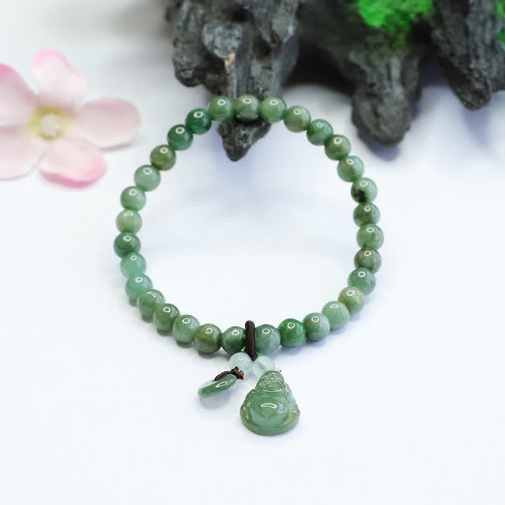 Bracelet de guérison en jade cyan Bouddha rieur de Buddha Stones