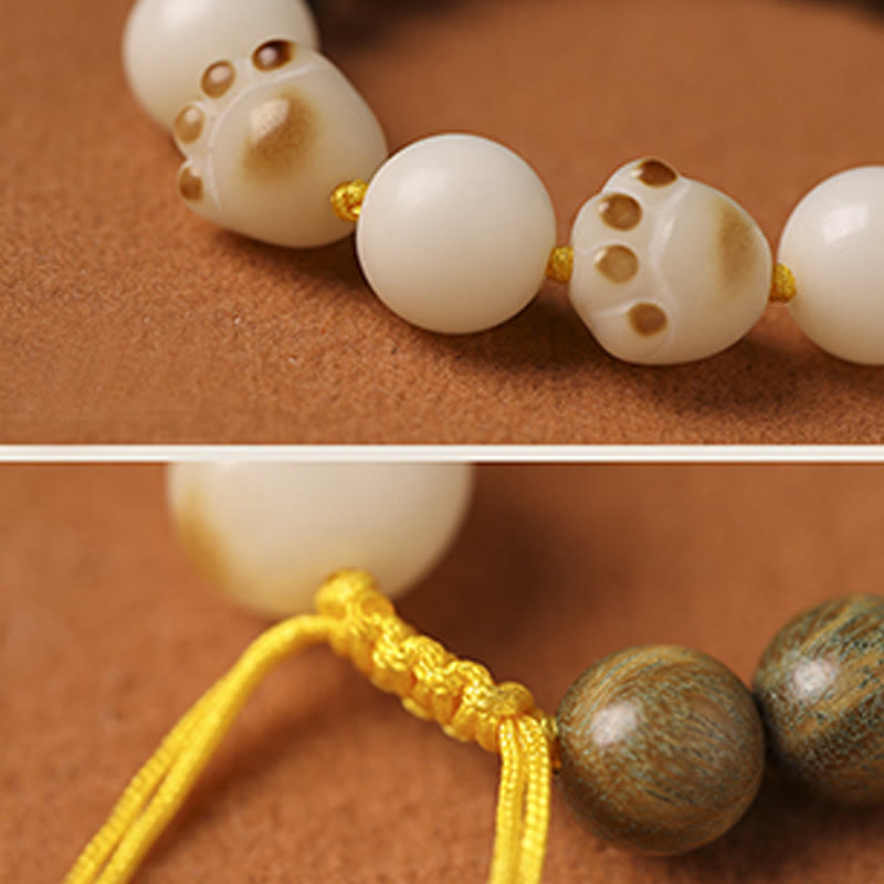 Bracelet de guérison en Buddha Stones de chat et pattes de chat en bois de santal vert naturel et graines de Bodhi - image 7