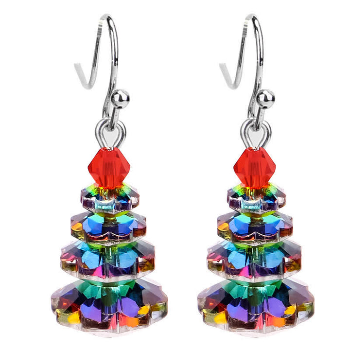 Boucles d'oreilles pendantes en cristal varié avec améthyste et arbre de Noël