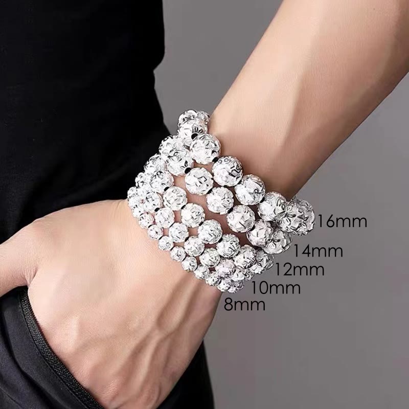Bracelet amulette en perles en alliage sculptées avec Buddha Stones tibétaines Om Mani Padme Hum