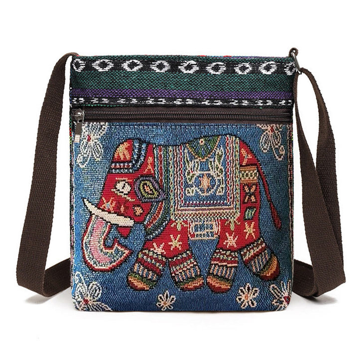 Sac fourre-tout en toile brodé Buddha Stones Elephant Butterfly Sac à bandoulière Sac à bandoulière