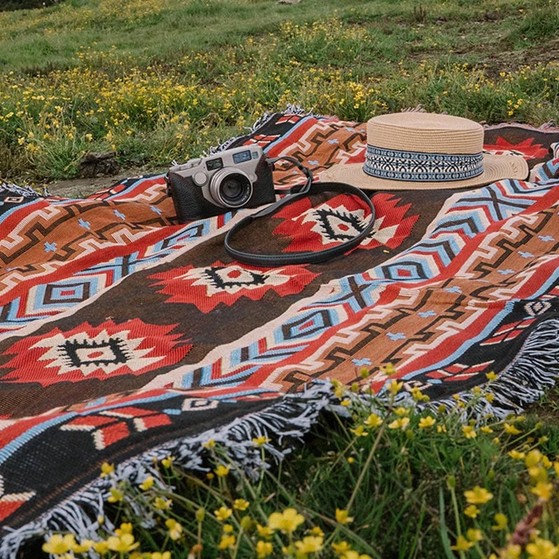 Couverture de lit géométrique chaude et confortable pour le camping, la maison, le bureau