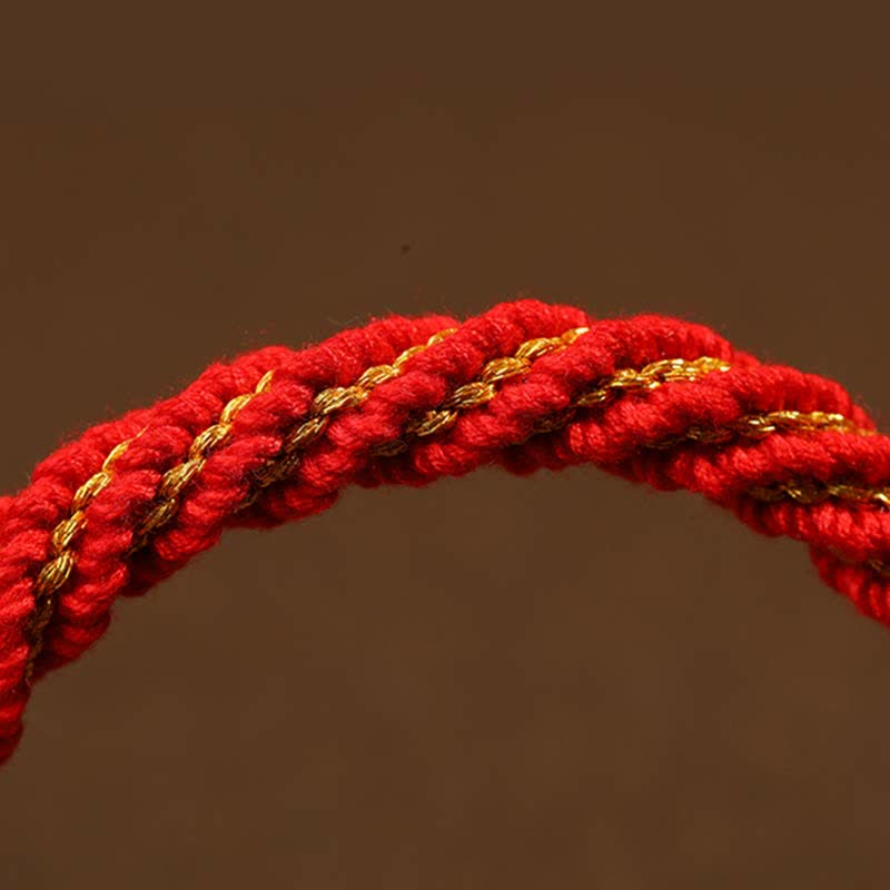 Bracelet tibétain fait main avec breloque en corde tressée et roue de prière Thangka pour protection de la chance