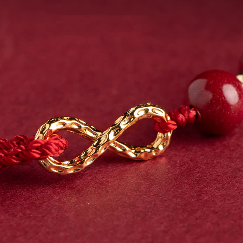 Bracelet de cheville avec symbole de l'infini doré et Buddha Stones et bénédiction en cinabre - image 12