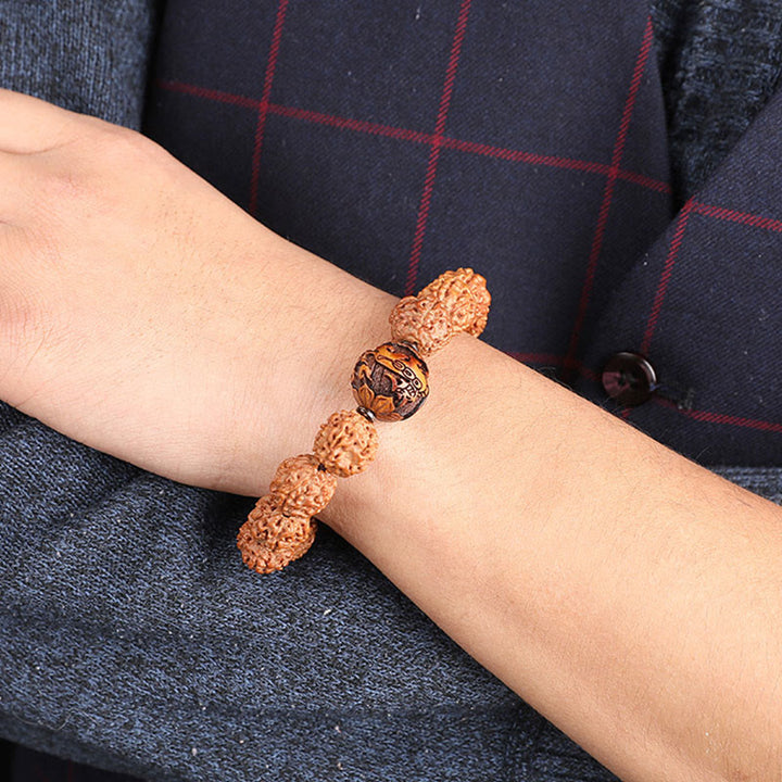 Bracelet porte-bonheur en cuivre Buddha Stones tibétaines Rudraksha Bodhi Seed PiXiu