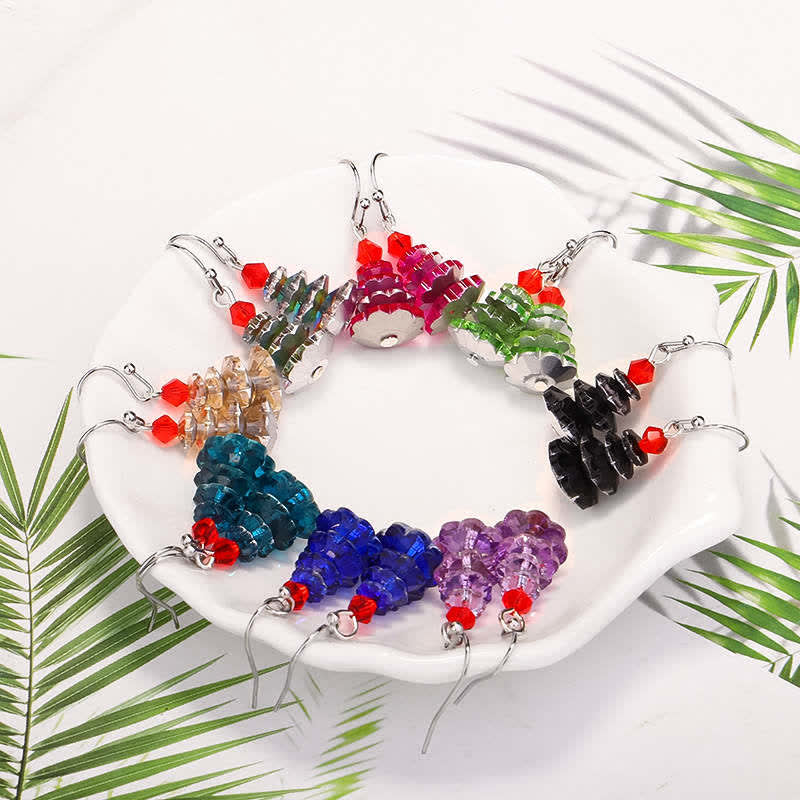 Boucles d'oreilles pendantes en cristal varié avec améthyste et arbre de Noël