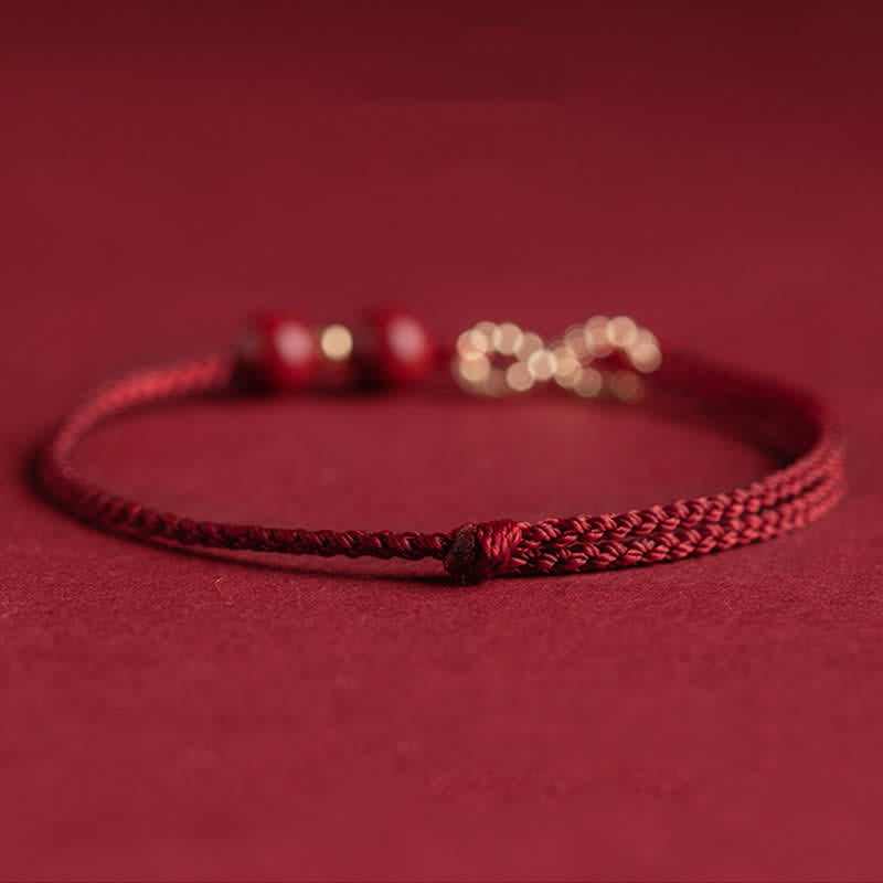 Bracelet de cheville avec symbole de l'infini doré et Buddha Stones et bénédiction en cinabre - image 7