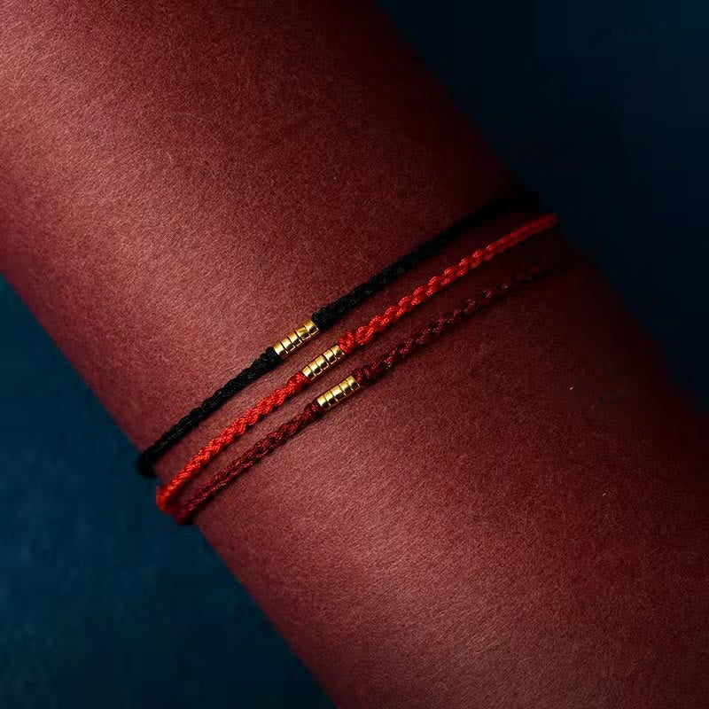 Bracelet de cheville tressé en perles dorées porte-bonheur en argent sterling 925 Buddha Stones