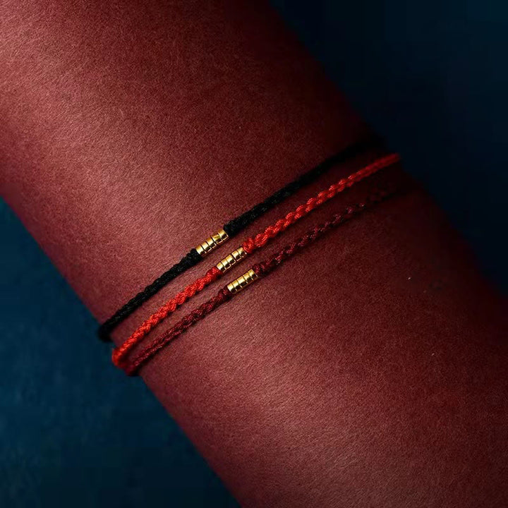 Bracelet de cheville tressé en perles dorées porte-bonheur en argent sterling 925 Buddha Stones