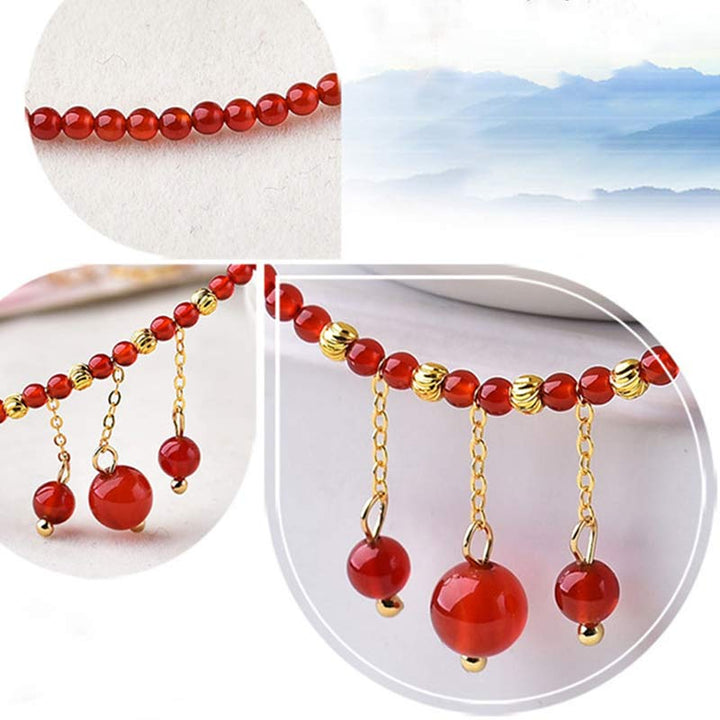 Bracelet de cheville en agate rouge, confiance et calme