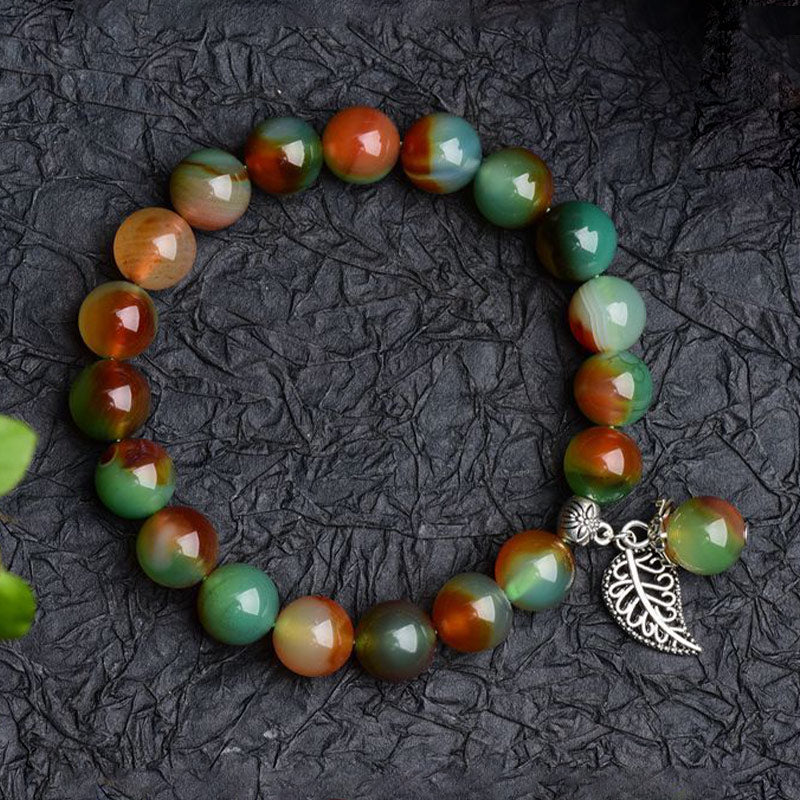 Bracelet de guérison tibétain en agate verte naturelle Buddha Stones