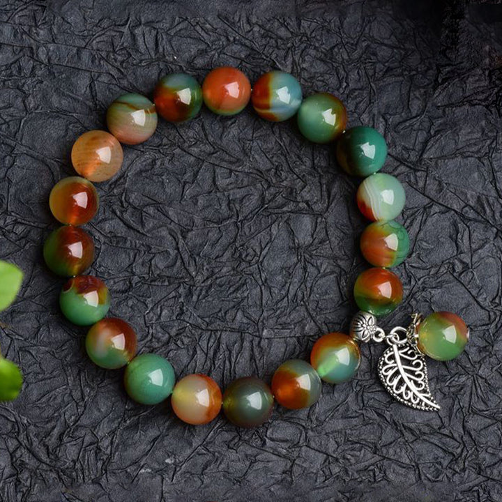 Bracelet de guérison tibétain en agate verte naturelle Buddha Stones