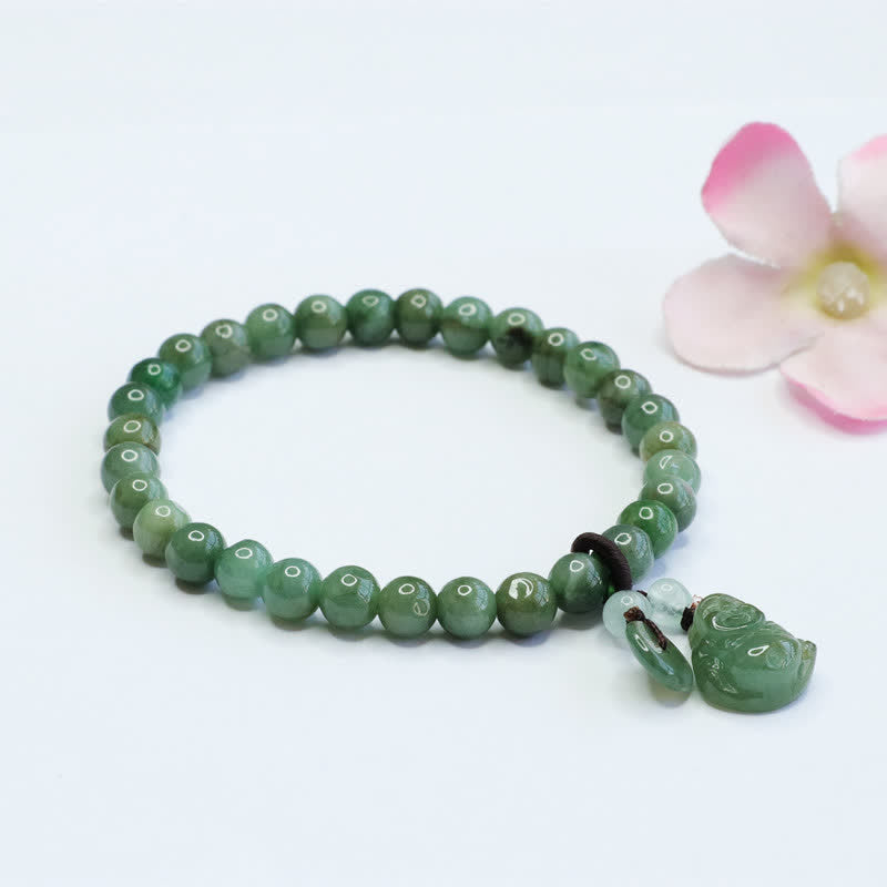 Bracelet de guérison en jade cyan Bouddha rieur de Buddha Stones