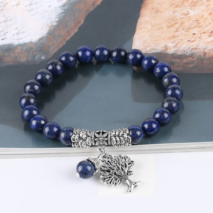 Bracelet extensible porte-bonheur en pierres précieuses naturelles de Buddha Stones Arbre de vie