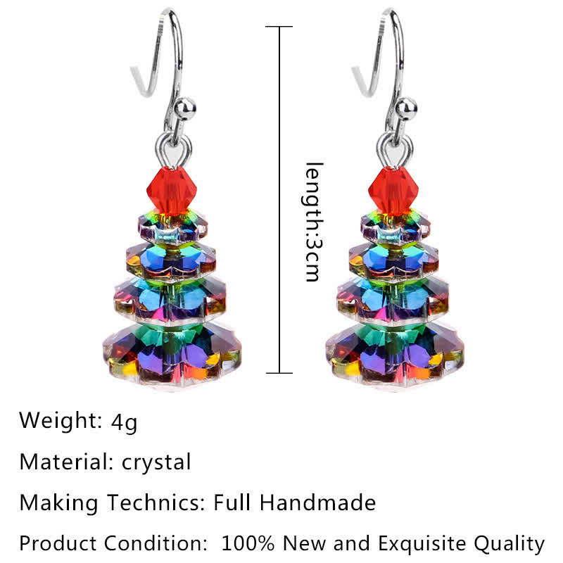Boucles d'oreilles pendantes en cristal varié avec améthyste et arbre de Noël
