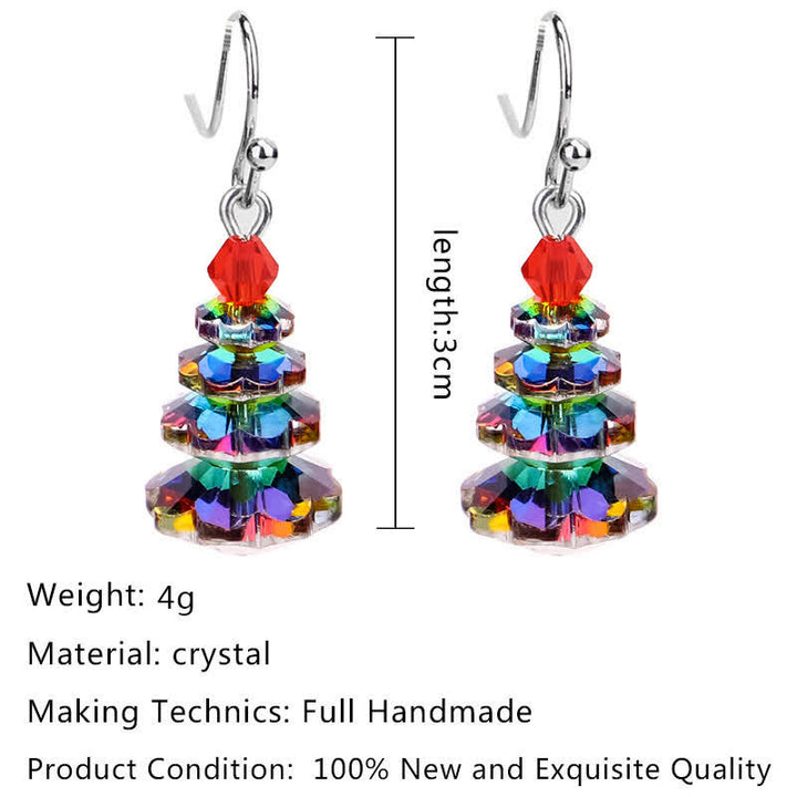 Boucles d'oreilles pendantes en cristal varié avec améthyste et arbre de Noël