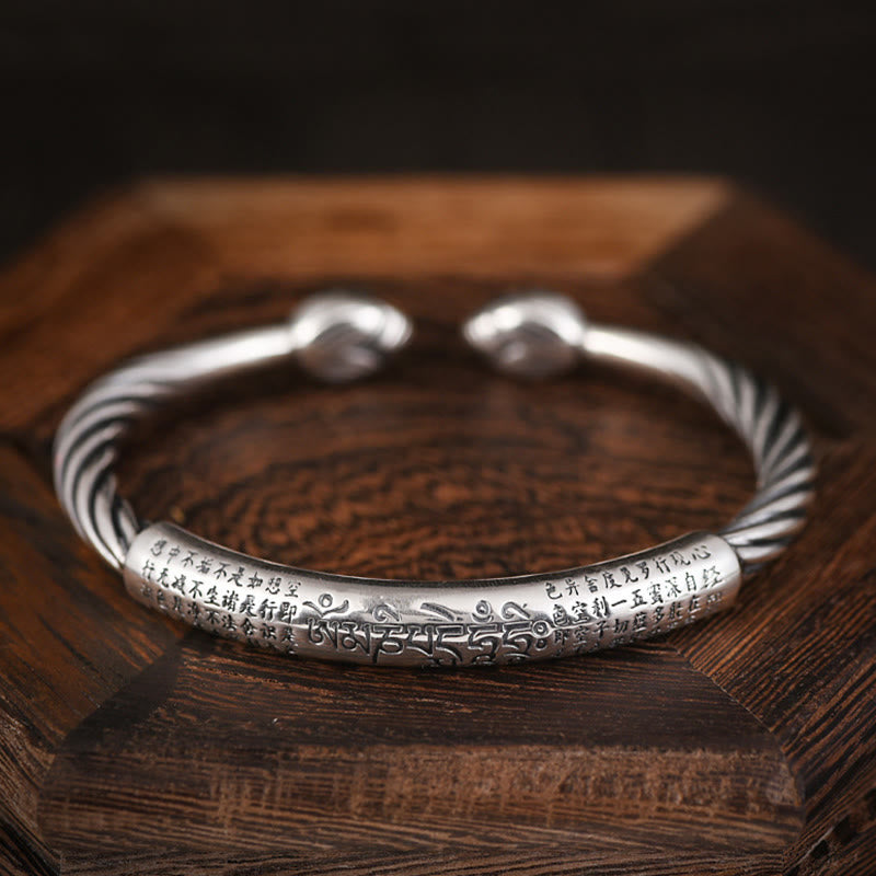 Bracelet manchette tibétain en Buddha Stones Om Mani Padme Hum Sutra du cœur Pureté