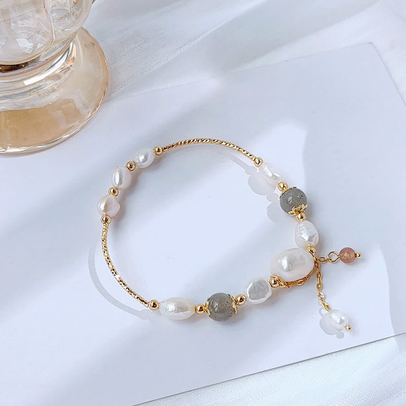 Bracelet d'optimisme en perles de quartz fraise et pierre de lune Buddha Stones
