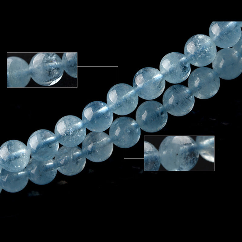 Bracelet de guérison de la paix en aigue-marine naturelle de Buddha Stones