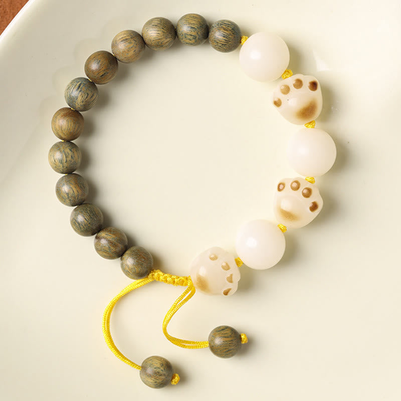 Bracelet de guérison en Buddha Stones de chat et pattes de chat en bois de santal vert naturel et graines de Bodhi - image 3