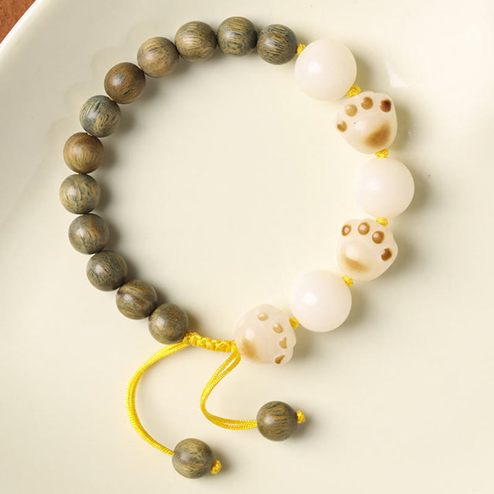 Bracelet de guérison en Buddha Stones de chat et pattes de chat en bois de santal vert naturel et graines de Bodhi - image 3