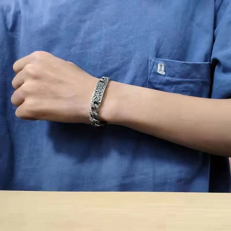 Bracelet de guérison gravé à motifs vintage Buddha Stones