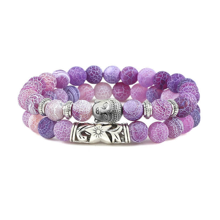 Bracelet de protection Bouddha en agate cristal naturel 2 pièces