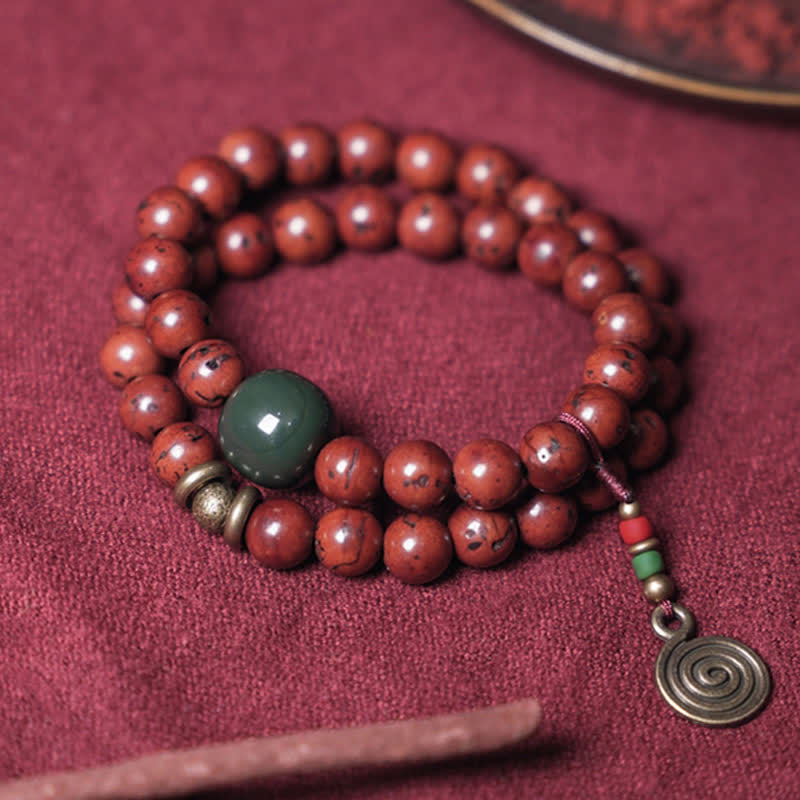 Bracelet porte-bonheur en cuivre et jade cyan Bodhi Seed