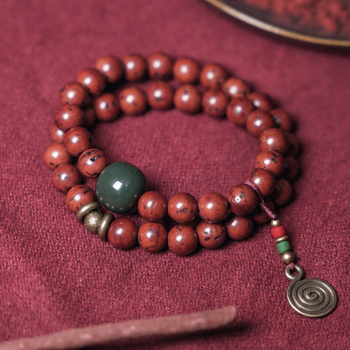 Bracelet porte-bonheur en cuivre et jade cyan Bodhi Seed