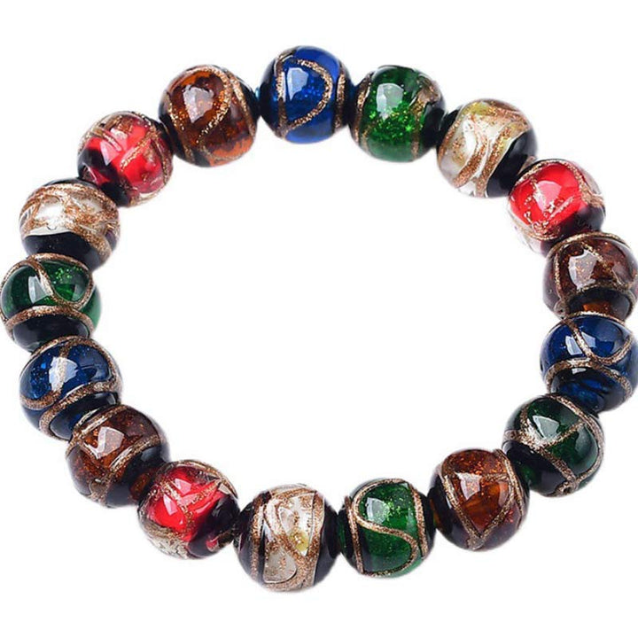 Bracelet porte-bonheur en perles de verre Liuli colorées avec Buddha Stones