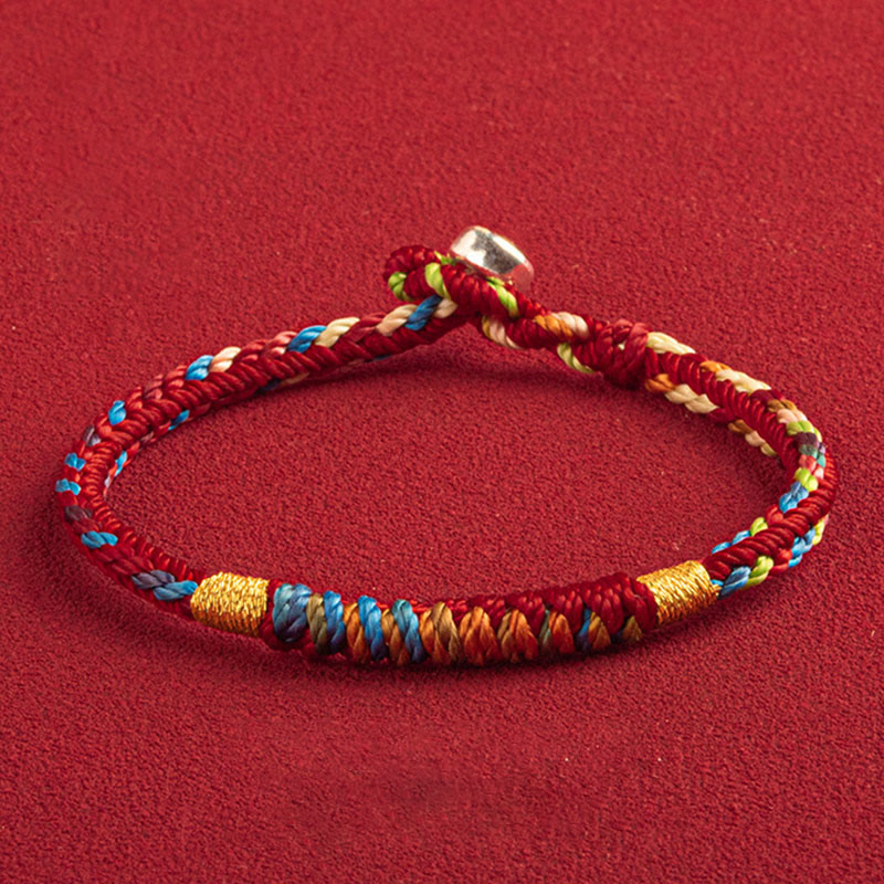 Bracelet multicolore Buddha Stones « Que l'année à venir soit une année de sécurité et de chance »