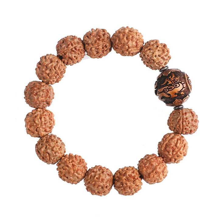 Bracelet porte-bonheur en cuivre Buddha Stones tibétaines Rudraksha Bodhi Seed PiXiu
