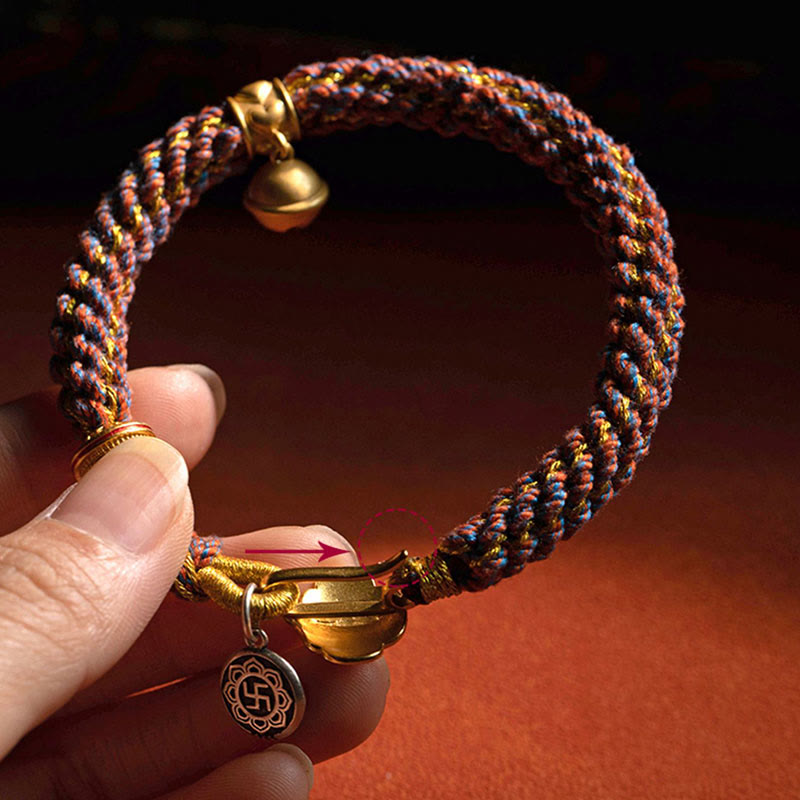 Bracelet en argent sterling 925 avec pendentif en forme de cloche porte-bonheur et symbole du zodiaque chinois Buddha Stones Om Mani Padme Hum