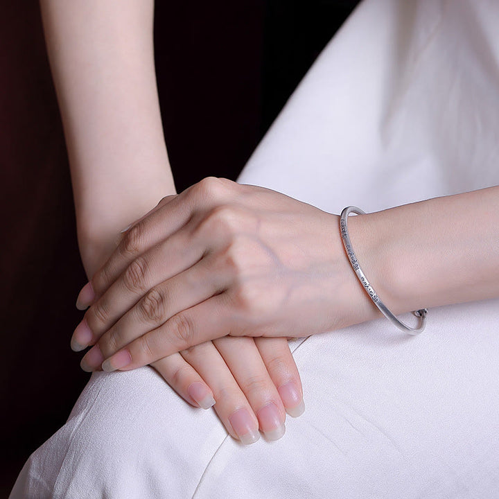 Bracelet jonc tibétain en argent sterling 999 avec Buddha Stones Om Mani Padme Hum Love