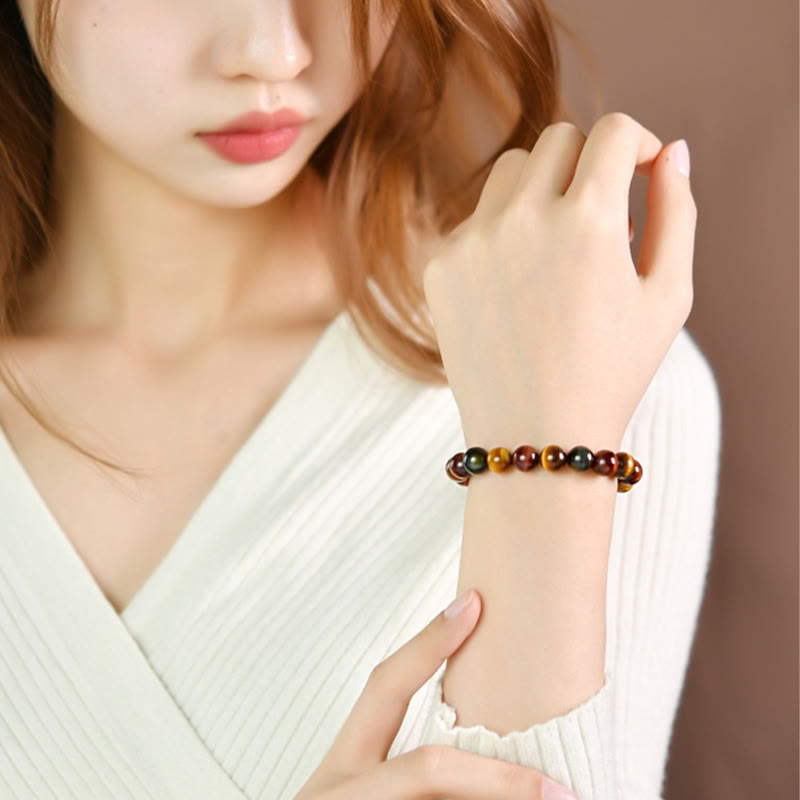 Bracelet de protection positive en œil de tigre naturel Buddha Stones