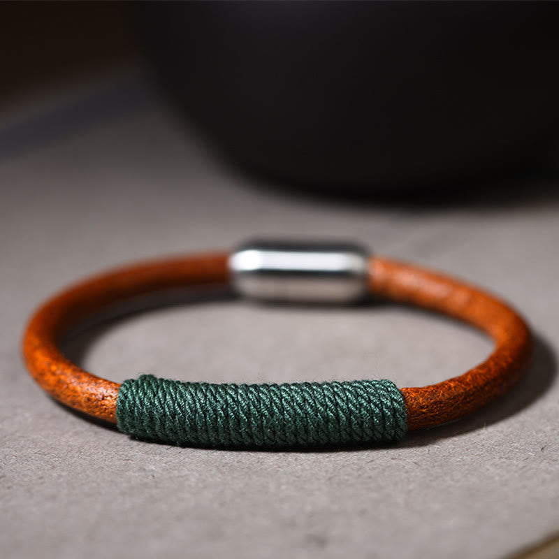 Bracelet en cuir tibétain fait main avec Buddha Stones et boucle porte-bonheur en forme de cinq éléments - image 3