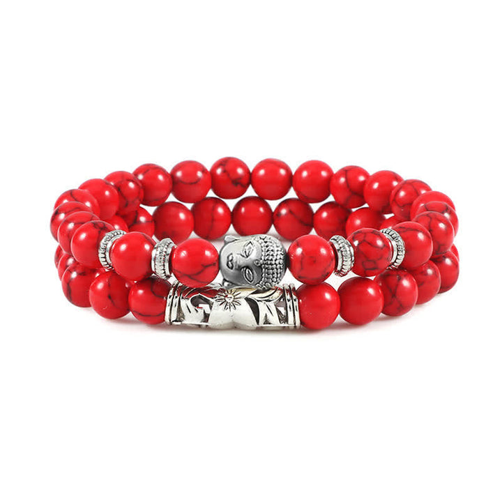 Bracelet de protection Bouddha en agate cristal naturel 2 pièces