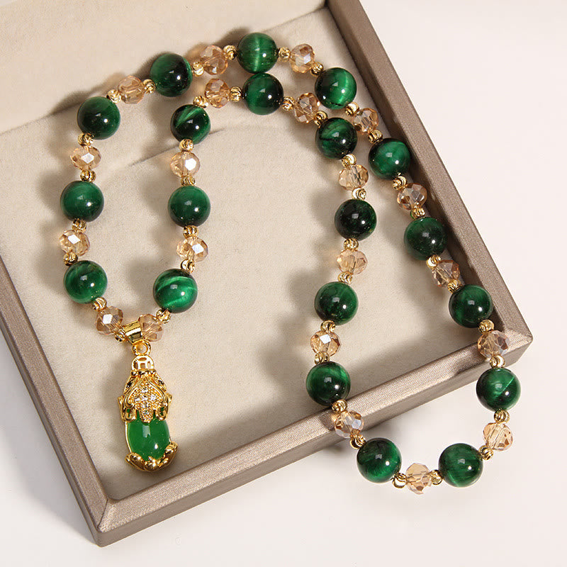 Bracelet double tour en œil de tigre Pixiu Fox pour protection du sac d'argent et confiance en soi