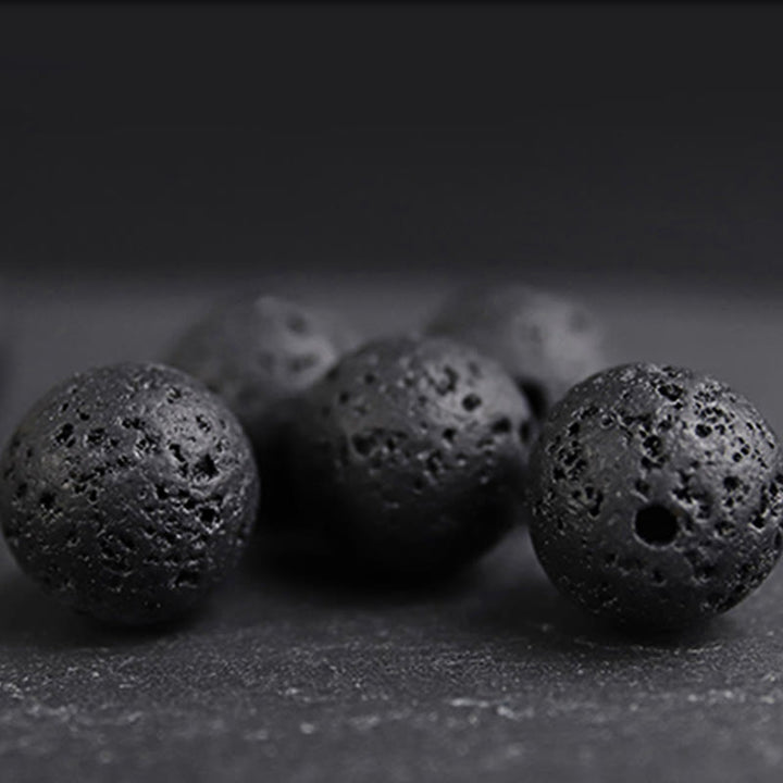 Bracelet de guérison en pierre de lave et bois d'ébène avec œil de tigre