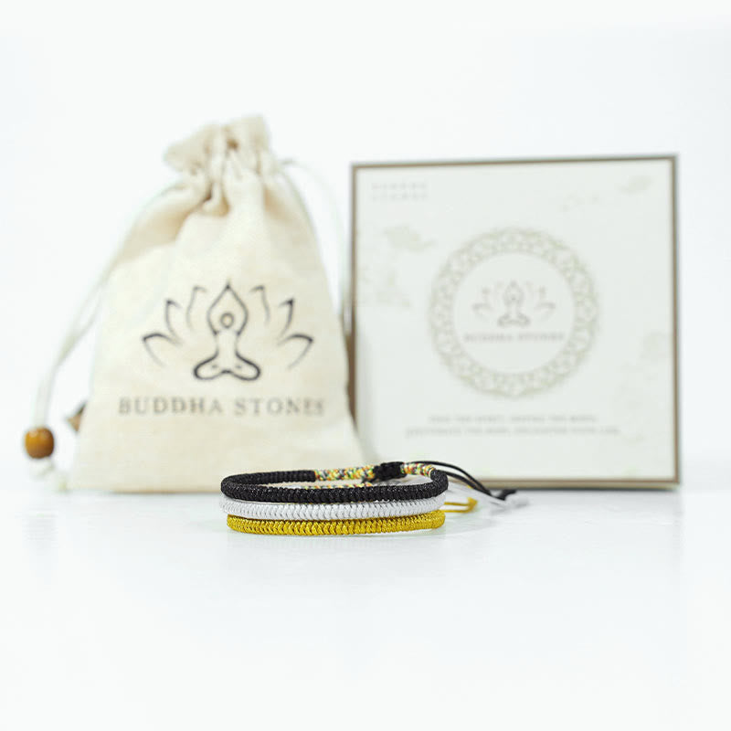 Bracelet amulette tibétain fait main multicolore avec nœud King Kong en Buddha Stones 3 pièces