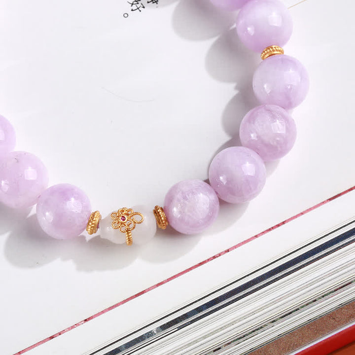 Bracelet de croissance spirituelle en jade blanc Kunzite Hetian
