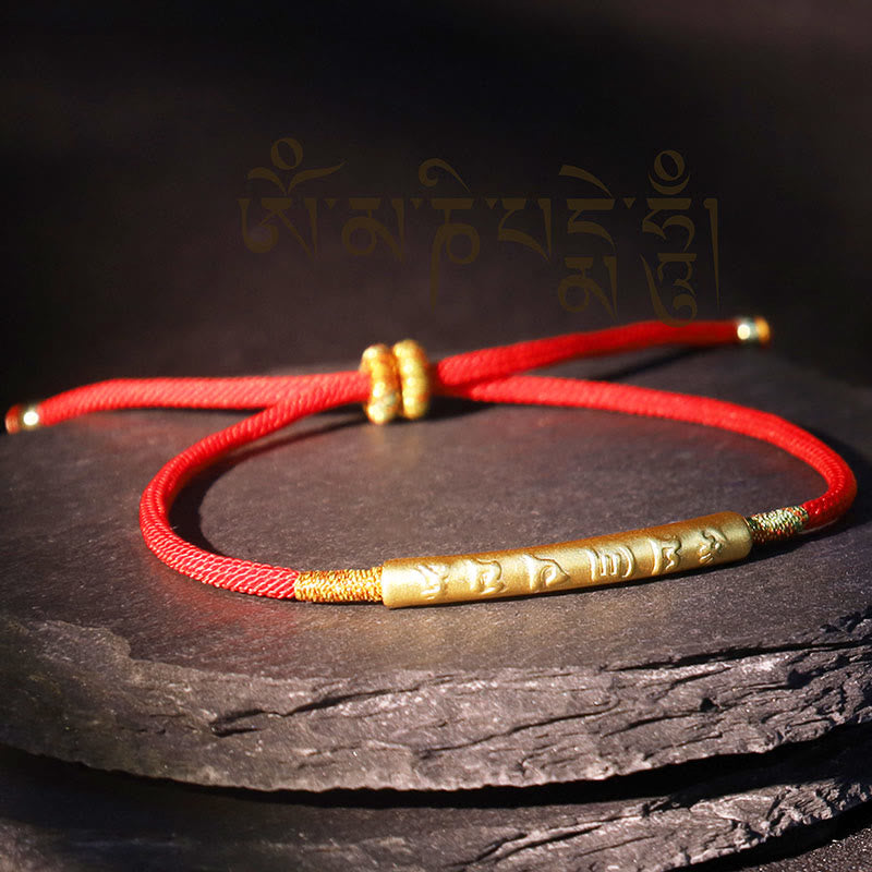 Bracelet bouddhiste tibétain fait main en pierres de Bouddha avec cordon rouge porte-bonheur Mantra Buddha Stones