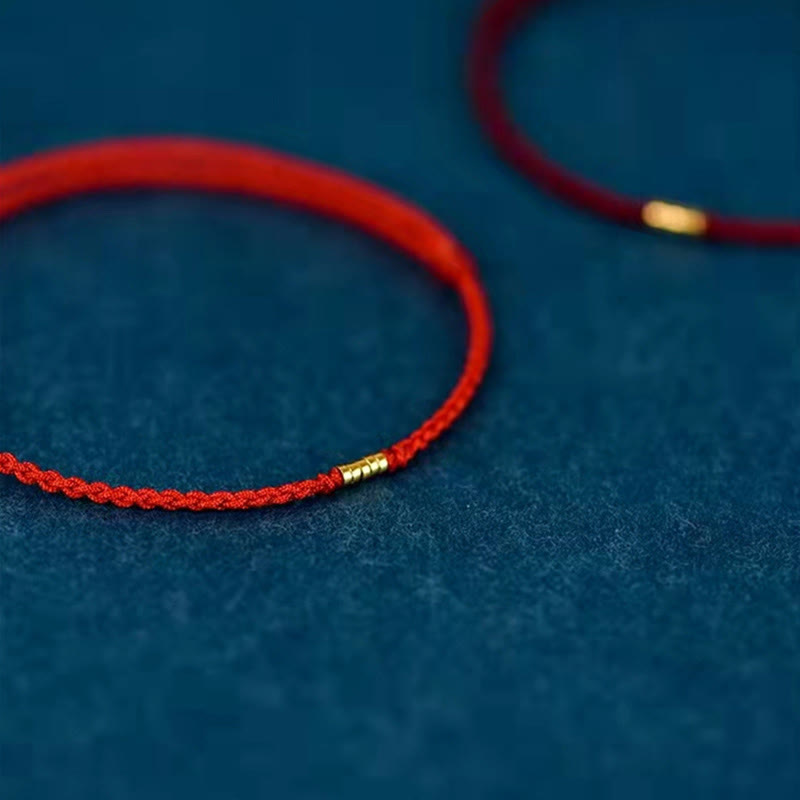 Bracelet de cheville tressé en perles dorées porte-bonheur en argent sterling 925 Buddha Stones