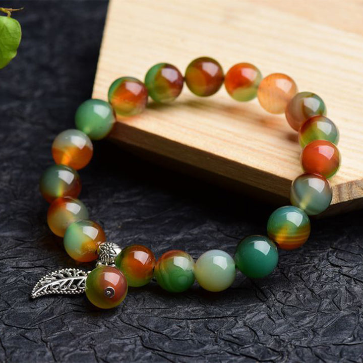 Bracelet de guérison tibétain en agate verte naturelle Buddha Stones