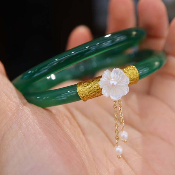 Bracelet de réussite en jade blanc cyan naturel de Buddha Stones