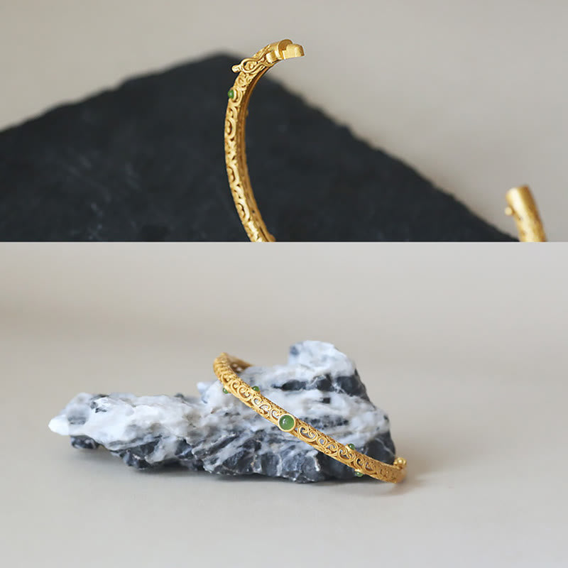 Bracelet de guérison calme et de Buddha Stones en cuivre et jade cyan