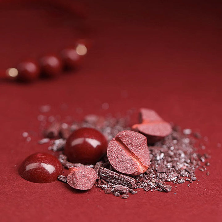 Bracelet de cheville en perles de cinabre porte-bonheur naturelles en Buddha Stones