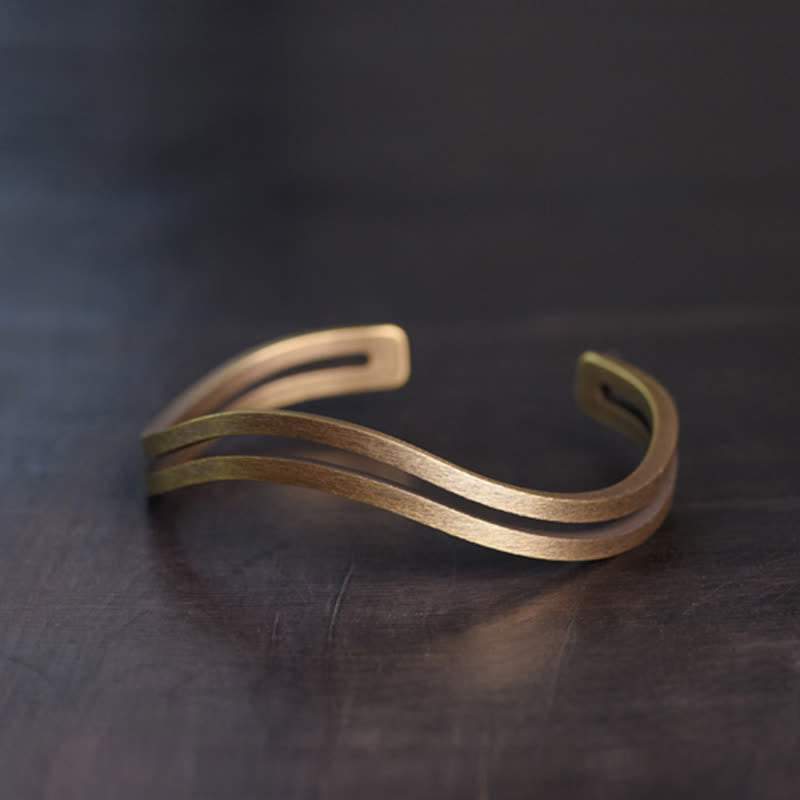 Bracelet manchette viking en cuivre rustique avec Buddha Stones