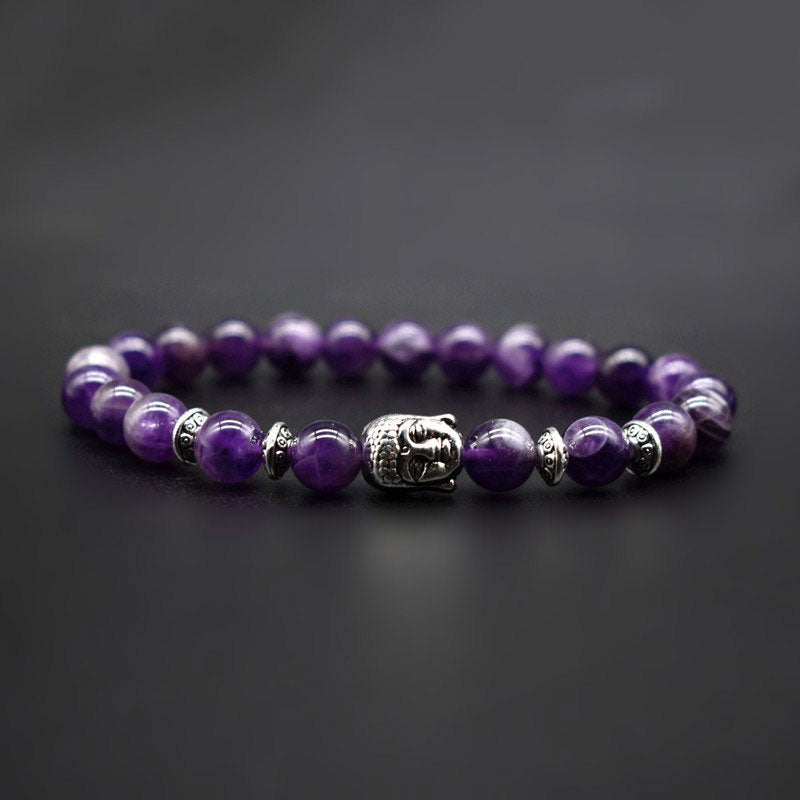 Bracelet de guérison d'amour en améthyste avec Buddha Stones